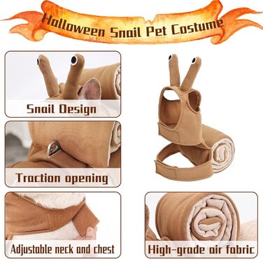 Костюм на Хелловін для домашніх тварин: костюм равлика, для собак та котів, маскарадний костюм, Хелловін, косплей (равлик, L)