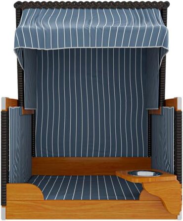 Клітка-лежанка для собак Outgarden з дерева, з водою/мискою та захисним чохлом | Чорна з блакитно-білим | Для маленьких собак