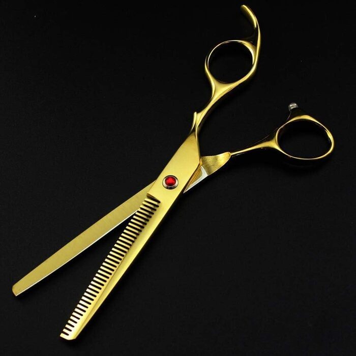 Професійний набір для грумінгу собак та котів: ножиці для стрижки, розрідження, вигнуті ножиці (7-дюймовий набір, чорний)