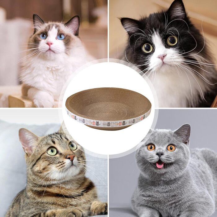 Круглі когтеточки для котів, лежанка-чаша, когтеточка-миска, котяче ліжко з картону, когтеточка, картон для кошенят, малі та середні коти (діаметр 45 см)