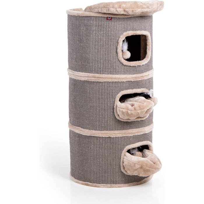 Котячий будиночок Tony з сизалю, 90 см, котячий будиночок для ігор, котячий будиночок з 3 печерами, котячий будиночок, котячий тур, котячі меблі, плюш з іграшкою, бежевий