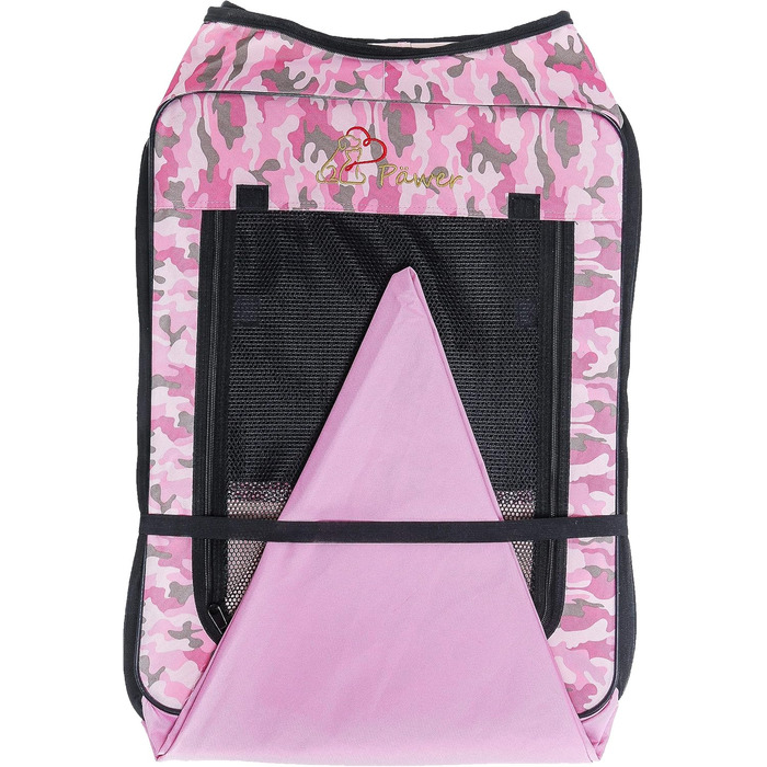 Портативний вольєр для домашніх тварин Pawer, 114x61 см, 8 панелей, рожевий камуфляж, 600D Oxford, для котів/собак/цуценят