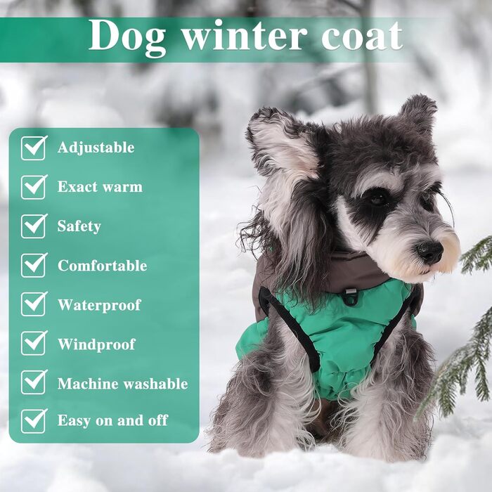 Зимовий теплий одяг для собак, теплий зимовий одяг, вітронепроникний, світловідбиваючий, флісовий, одяг для собак з шлейкою, теплий флісовий жилет для собак, розмір XL, одяг для собак, на блискавці, одяг для собак від снігу, зелений