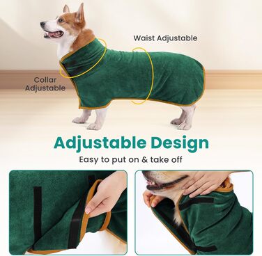 Рушник для собак PETTOM з мікрофібри, швидковисихаючий, бавовняний, супер-поглинаючий, для великих, середніх та маленьких собак (M, Зелений) M Темно-зелений