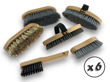 Набір з 10 комплектів для догляду за кіньми Kibros LOTEQUIT6x10 — 60 якісних щіток для чищення коней та поні, для тіла, голови та копит