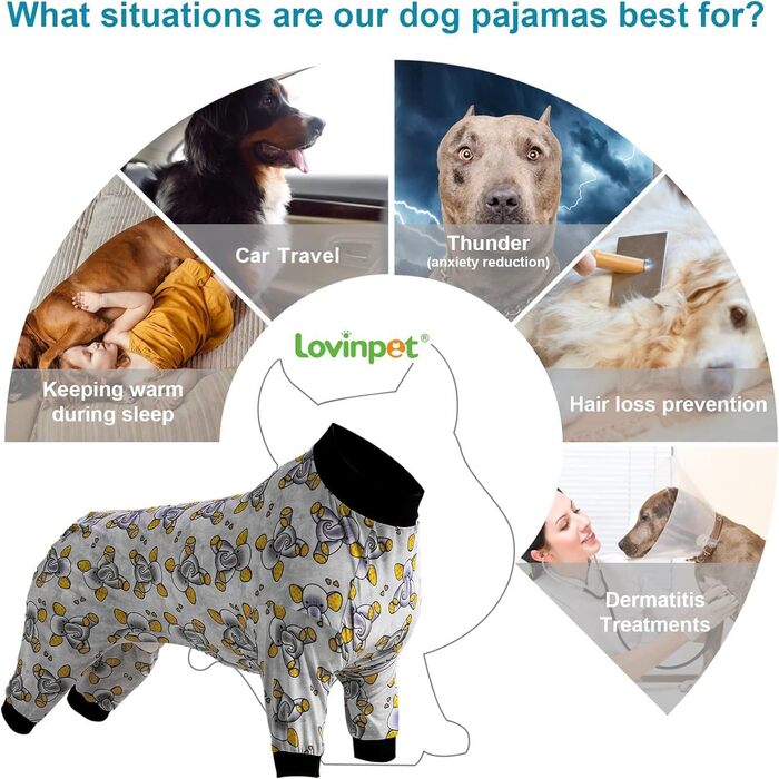 Піжама для великих собак LovinPet, рожевий принт, розмір M (XXX-Large, жовтий), обтислий крій