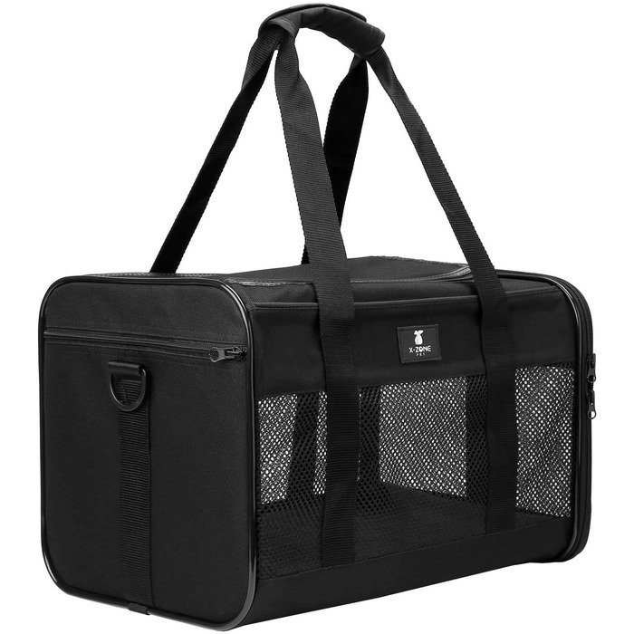 Переносний лежак-переноска для котів та собак X-ZONE, чорний, 44x28x28 см