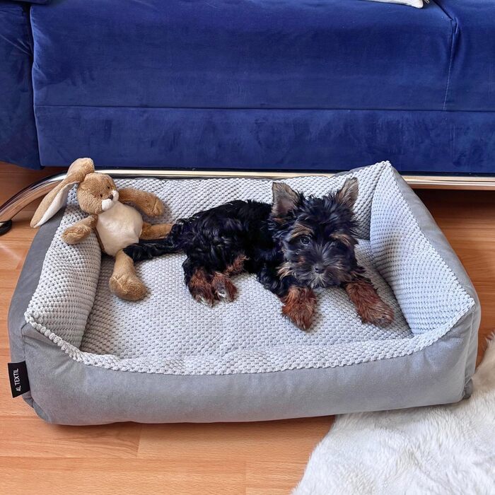 Квіткове ліжко для котів та собак 4L Textil Teo: м'яке, зручне, миється, 60x40 см, сірий колір