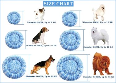 Кругле ліжко для собак XXL, синього кольору, 100 см. Зручне, м'яке, знімний чохол, антистрес, штучне хутро.