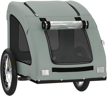Фургон для собак VidaXL - сірий, 45 кг, з прапором та відбивачами, 125 x 63 x 66 см