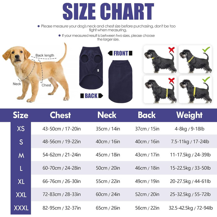 Тепла зимова жилетка для великих собак, флісова жилетка, тепла на осінь та зиму, жилетка для собак, розмір S, блакитна (Обхват грудей: 48-56 см)