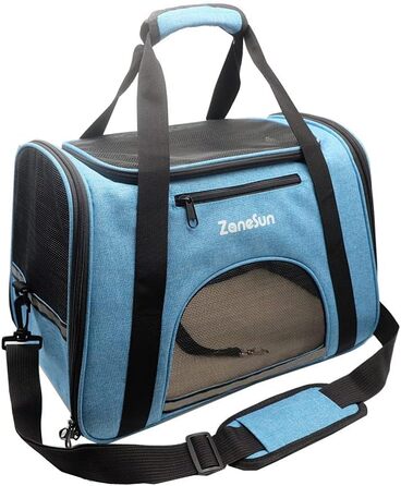 Трансформер-переноска для котів, кошенят, собак, цуценят ZaneSun, блакитна, для подорожей літаком, з сіткою, витривала