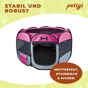 Вольєр для цуценят та дрібних тварин Petigi XL 115x115x65 см, 8-кутний, легкий догляд, рожевий