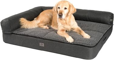 JAMAXX® Преміум ортопедичний диван-лежак для собак 4-в-1 XXL 120x90x14 см, антрацит, знімний чохол, пам’ятна піна, праний, посилене наповнення