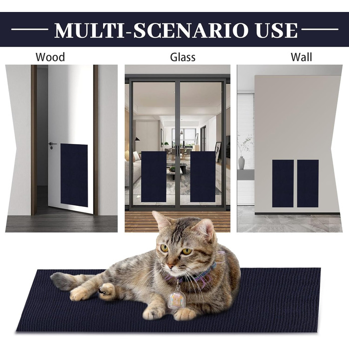 Килимок для дряпання котів, 200х40 см, темно-синій, на стіну, килимок для кігтів
