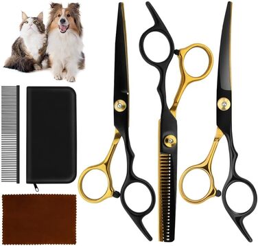 Набір професійних ножиць для собак 3 в 1 - Violett. Ножиці для грумінгу собак, котів та інших тварин. Прямі, зубчасті та вигнуті ножиці.