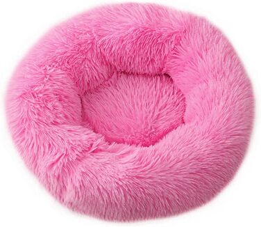 Кругле ліжко для собак Chickwin: м'яке, плюшеве, тепле, 80 см, рожеве