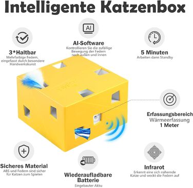 Інтерактивна іграшка для котів MigiBox: електрична мишка з 7 отворами, інтелектуальне перо, паперовий корпус, перезаряджається, 4 пера (MigiBox Plus Upgrade)