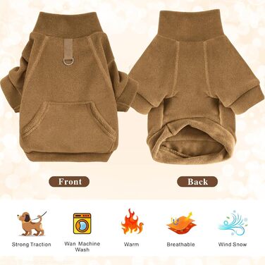 Теплий собачий світшот Mosukoirl з кишенею для маленьких та середніх собак і котів (Чіхуахуа, Тедді) - Кaki/Braun