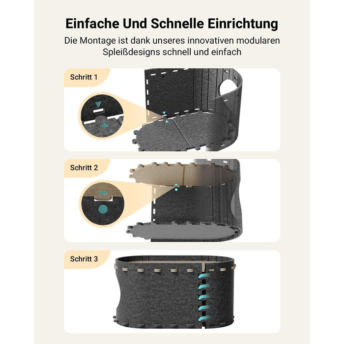 Кігтеточка-будиночок для котів DownyPaws з фетру, 2-ярусна, 50 x 33 x 50 см, сірий (1 шт.)