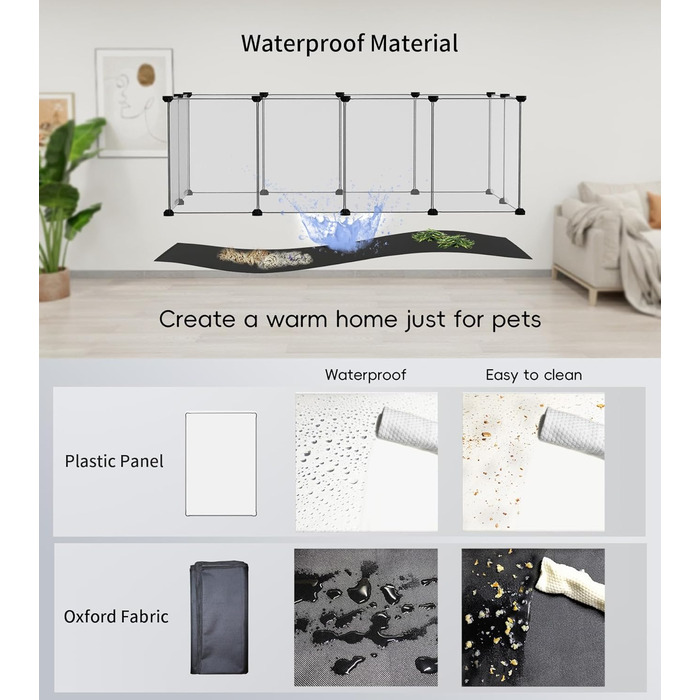 Клітка-манеж для дрібних тварин FunHola, клітка для морських свинок з вологостійким килимком, 12 панелей, манеж для хом'яків, їжаків, для використання в приміщенні та на вулиці, пластиковий забір, розмір 123,2 x 63 x 40,9 см