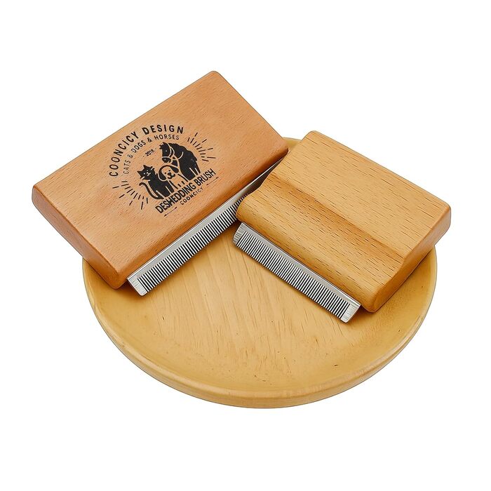 Щітка для собак з дерев'яною ручкою, для котів, видалення підшерстка, жовта, Small