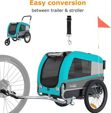 Універсальний візок-перевозник для собак Tiggo VS Pets Medium, 2в1: візок та велосипедний причіп, блакитний