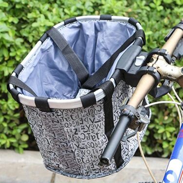 Знімний велосипедний кошик для тварин - складана передня сумка - переносний візок для котів та собак (сірі літери)