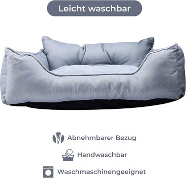 Крісло-ліжко для собак середніх порід Benetton, сіре, розмір M, 65x50x20 см, поліестер, можна прати в пральній машині