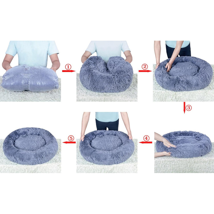 Кругле ліжко для собак та котів, м'яке, 4XL (120 см), сірий колір