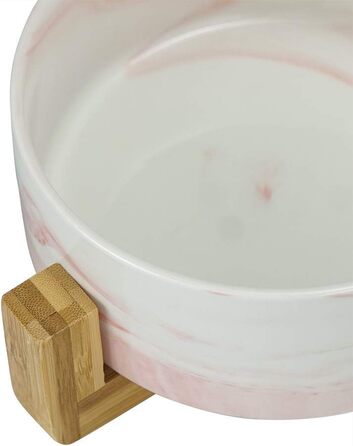 Миски для собак SP SEMPRE з кераміки з бамбуковими підставками, рожевий мармур (15,5 см)