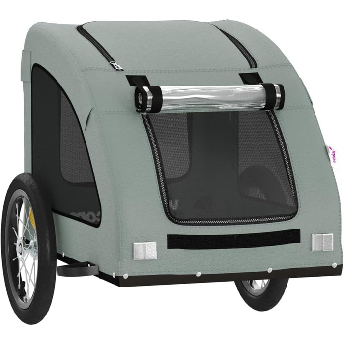 Фургон для собак VidaXL - сірий, 45 кг, з прапором та відбивачами, 125 x 63 x 66 см