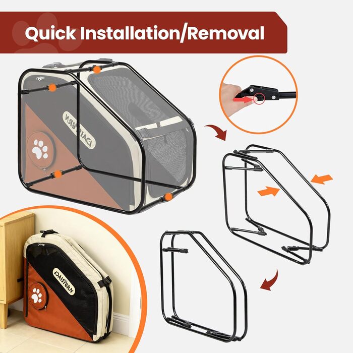 Складана переноска для собак у машину та в подорожі, Softbox для маленьких та середніх собак, швидке складання за 1 хвилину, міцний металевий каркас, дихаючі сітчасті вікна та зручний доступ, коричнева