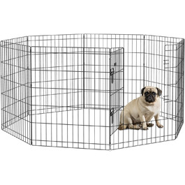 PawHut вольєр для цуценят 76 см, 8-секційний вольєр для собак з замком, DIY вольєр для собак середнього розміру, морських свинок, кроликів, метал, чорний
