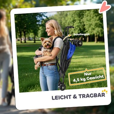 PawHut Візок для собак і котів, складаний, до 4 кг, з сітковими віконцями, ременем через плече, кишеню для зберігання, тримач для чашки, парасолька, темно-синій