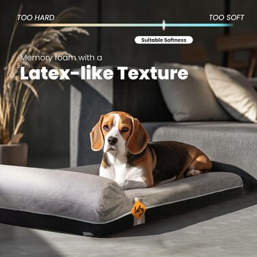 Ортопедичне ліжко для собак Laifug з Memory Foam, великого розміру, водонепроникний вкладиш, знімна наволочка (сірий сланець) (101 x 63 x 15 см)