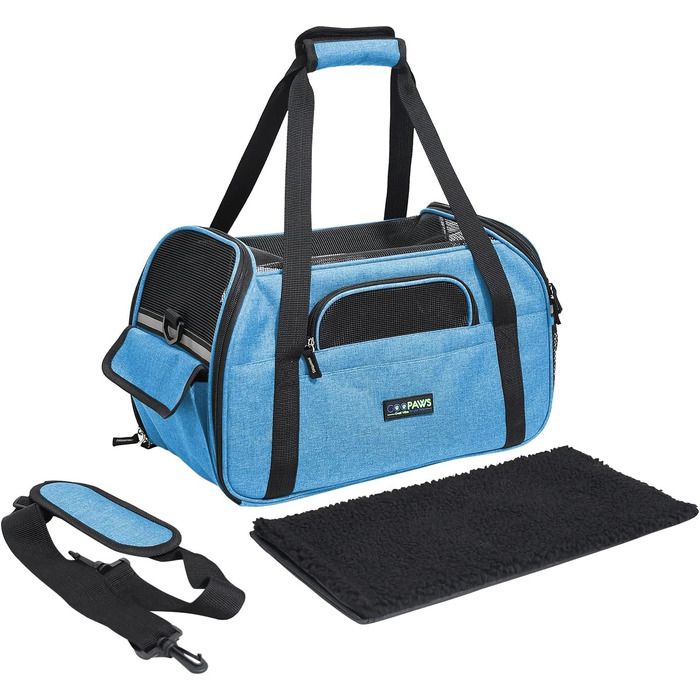 Переносна переноска для тварин Jespet, м'які стінки, для котів та цуценят, 17' x 9' x 11.5', блакитний