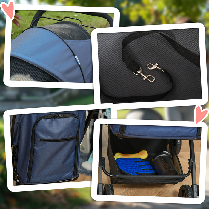 PawHut Pet Buggy Cat Buggy Oxford Blue 76.5x52x95см для маленьких собак і кішок, складний і легкий