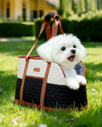 Транспортна сумка для собак та котів до 5 кг, чорно-бежева