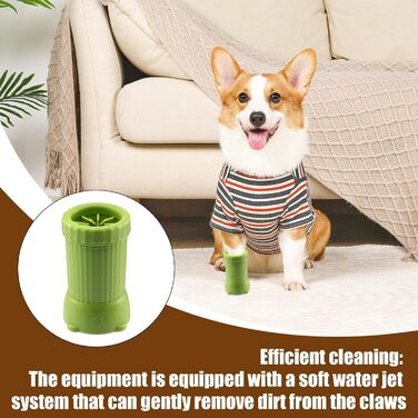 Автоматичний очищувач лап для собак - чаша для миття лап, USB-пристрій з підзарядкою, підходить для собак маленьких, середніх та великих порід, собак та котів (зелений)