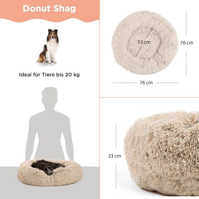Ліжко для домашніх тварин Best Friends by Sheri Calming Donut, знімний чохол, машинне прання, 76x76 см, колір тауп
