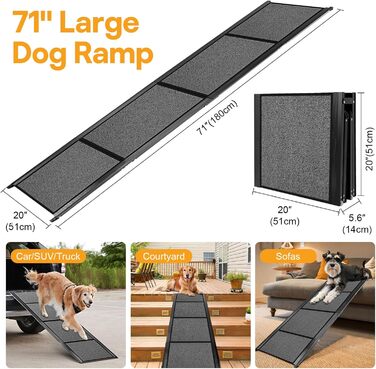 Рампа для собак до автомобіля, складана, до 115 кг, з антиковзким килимком, для вантажівок та SUV, великі та середні породи