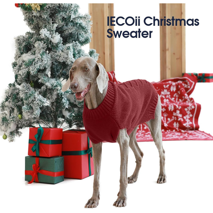 Теплий зимовий пуловер для собак IECOii, XXX-Large, бордовий: теплий, м'який, для великих собак
