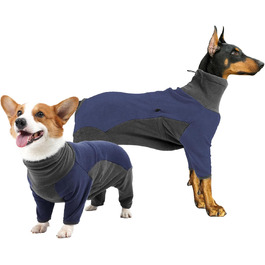 Зимовий теплий халат-комбінезон для собак, флісова куртка для маленьких, середніх та великих собак. Халат-комбінезон для тварин з ніжками, регульований, теплий костюм для собак. Кольори: синій/сірий, розміри: XL, X-Large