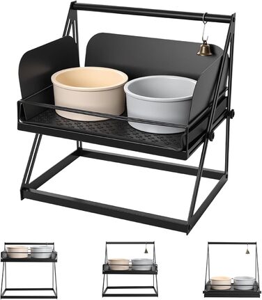 Підставка для мисок для собак OneTigris, регульована висота 28 см, анти-розливання, з дзвіночком, для середніх та великих собак