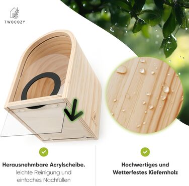 TWOCOZY годівниця для птахів підвісна, сучасний дизайн, вологозахищена, з жердочками для балкона та саду