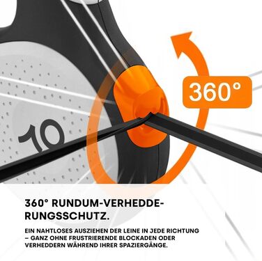Автоматичний повідець для собак великих порід до 50 кг, 5 м – міцний рулетковий повідець з гальмом та фіксацією, нейлонова стрічка, чорний