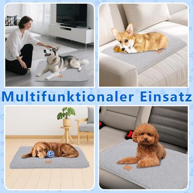 Килимок для собак, неслизький, миючий, для активного відпочинку, знімний чохол, для маленьких, середніх та великих собак, теплий взимку та прохолодний влітку, сірий, XXL (105 x 68 x 4,5 см)