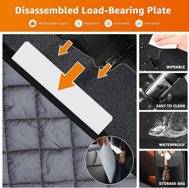 Захист для заднього сидіння авто для собак: міцний, водонепроникний, 180 кг, з кишенею та сіткою