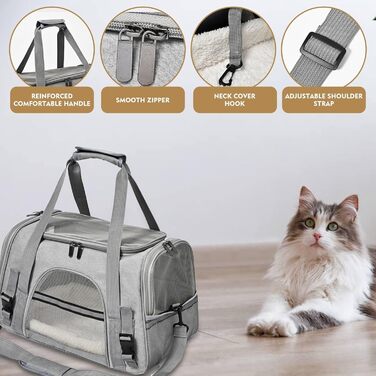 Транспортна сумка для кота та собаки, переноска для тварин з підстилкою, портативна, м'яка, складна, для цуценят та кошенят, дозволена авіакомпаніями